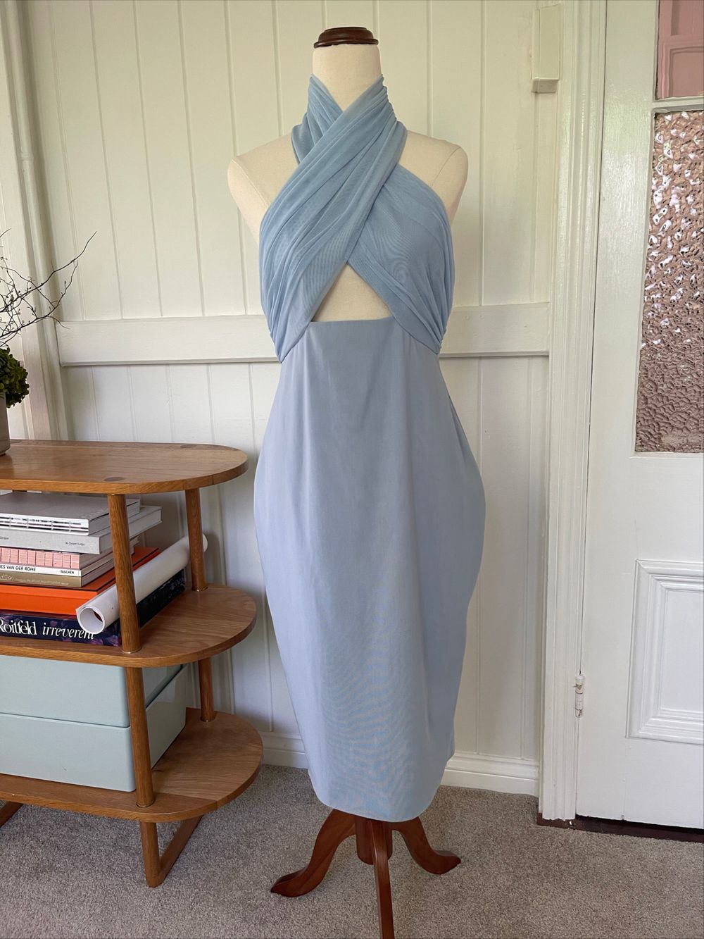 Bec & Bridge Blue Halter Neck Midi Dress