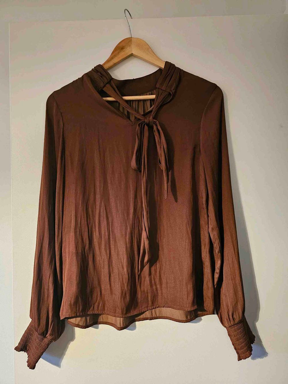 MAX Brown Tie Neck Blouse