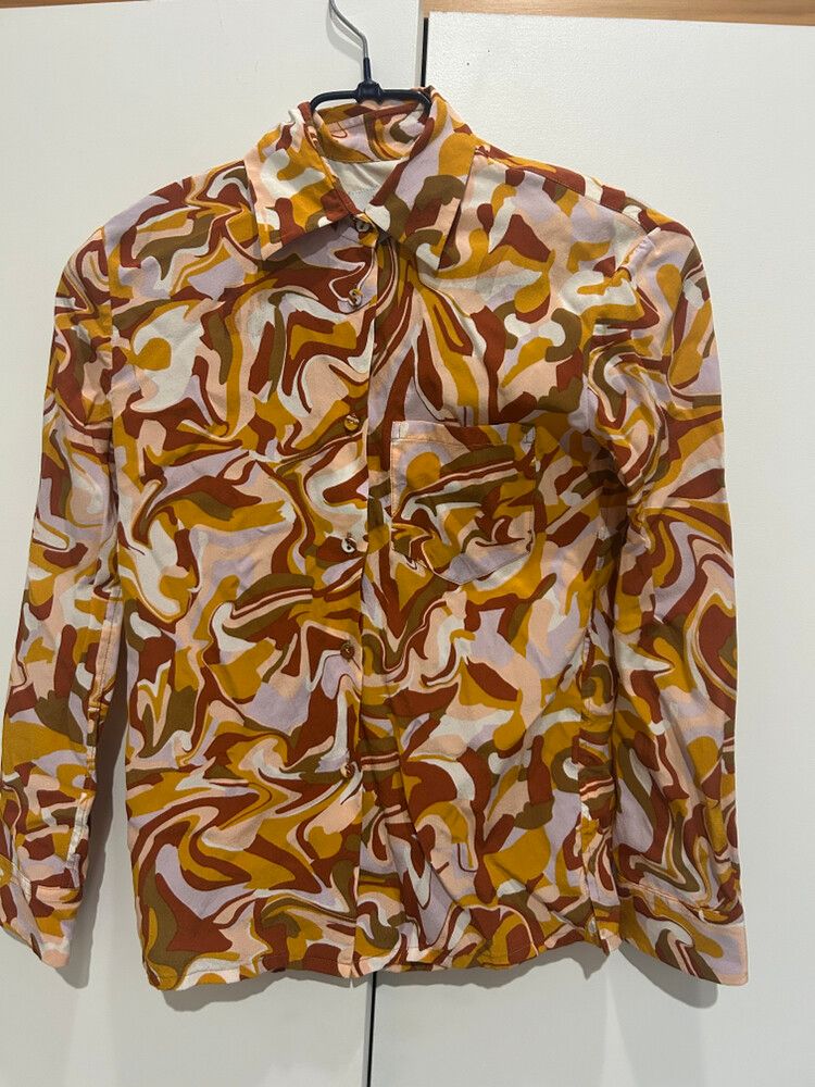 Retro Patterned Silk Shirt