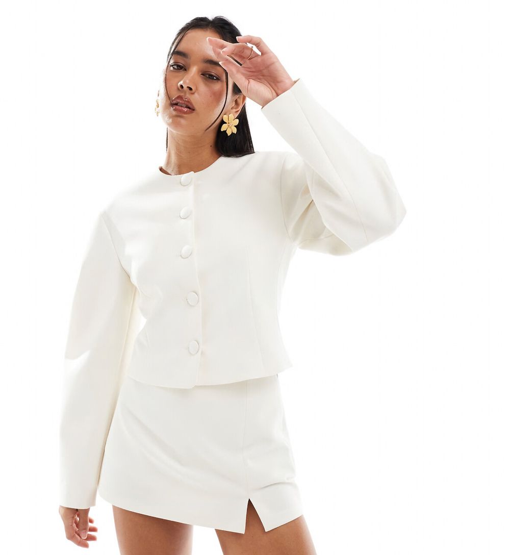 ASOS DESIGN cocoon sleeve collarless blazer
