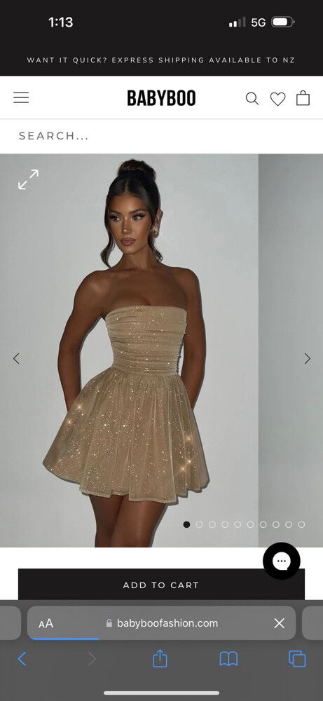 Babyboo Fashion - Katrina Mini Dress - Gold Sparkle on Designer Wardrobe