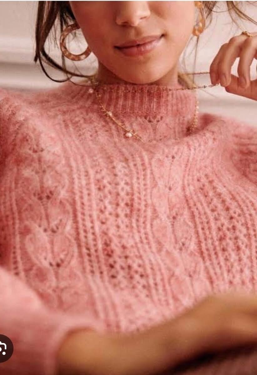 Sézane Scarlett pink Cable Knit Jumper