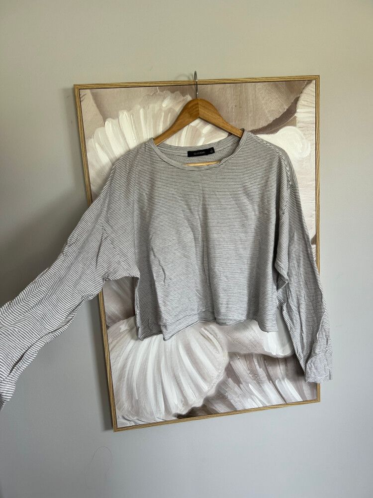 Glassons Grey Striped Long Sleeve Top
