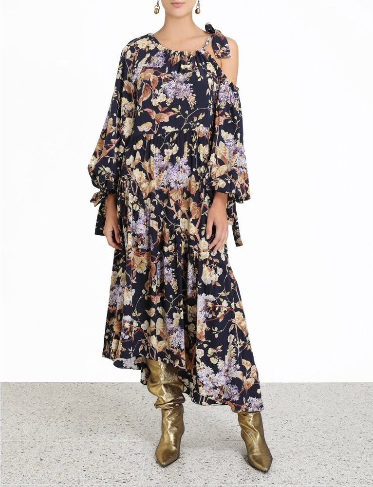 Zimmermann Sabotage Silk Draped Dress, Size 1