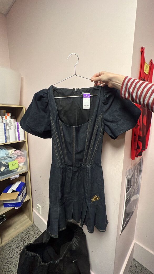 i am gia denim dress Natori Cotton Gauze Applique One Shoulder Dress