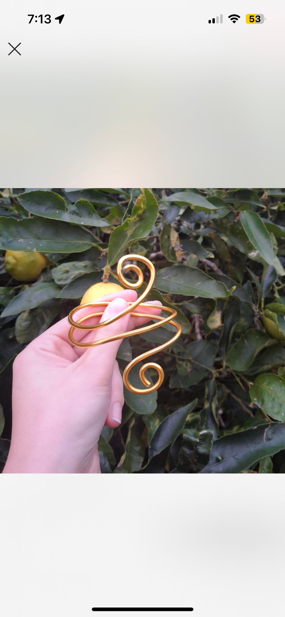 Gold Spiral arm cuff handmade