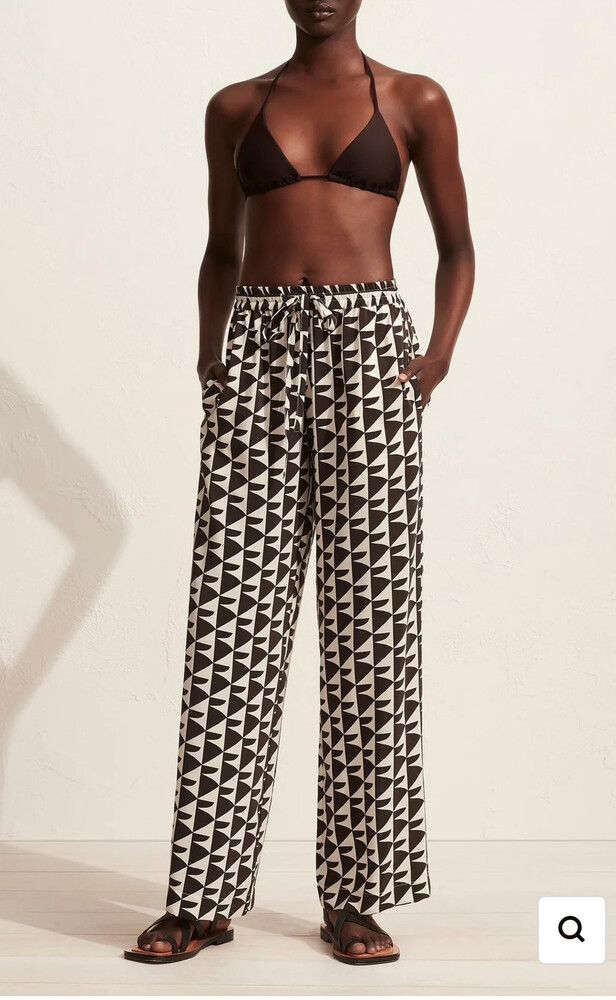 Matteau Brown & Beige drawstring silk Pants