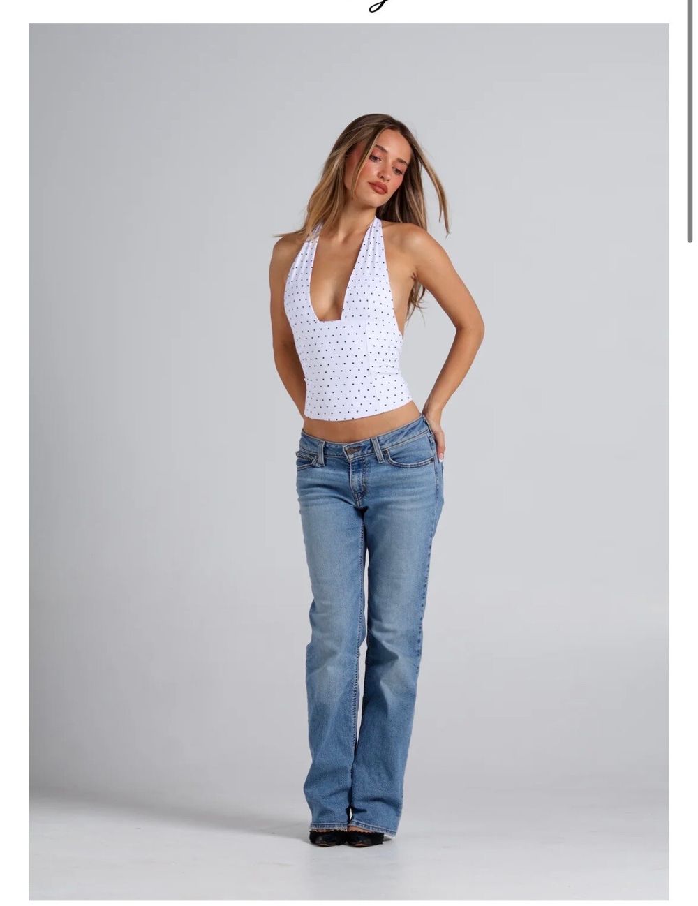Amelia Teje halter neck polka dot top
