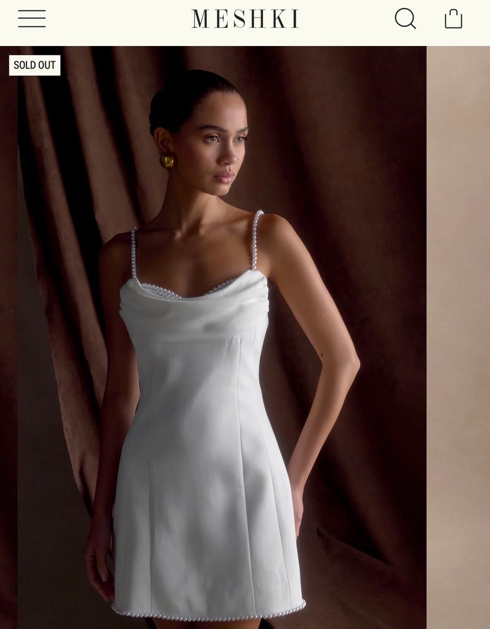 Meshki White Pearl Trim Mini Dress