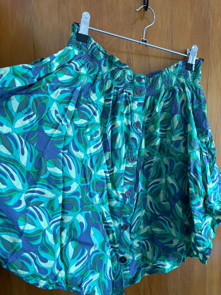 Hunter Green Blue Leaf Skirt