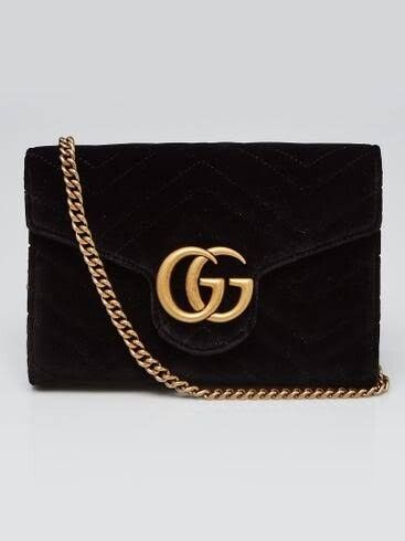 Gucci GG marmont velvet wallet on chain