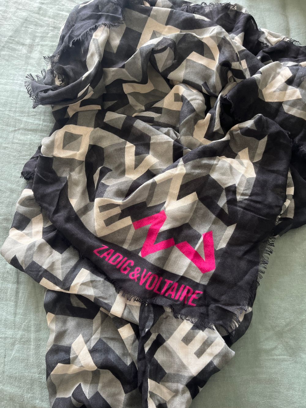 Zadig & Voltaire Grey Geometric Print Scarf