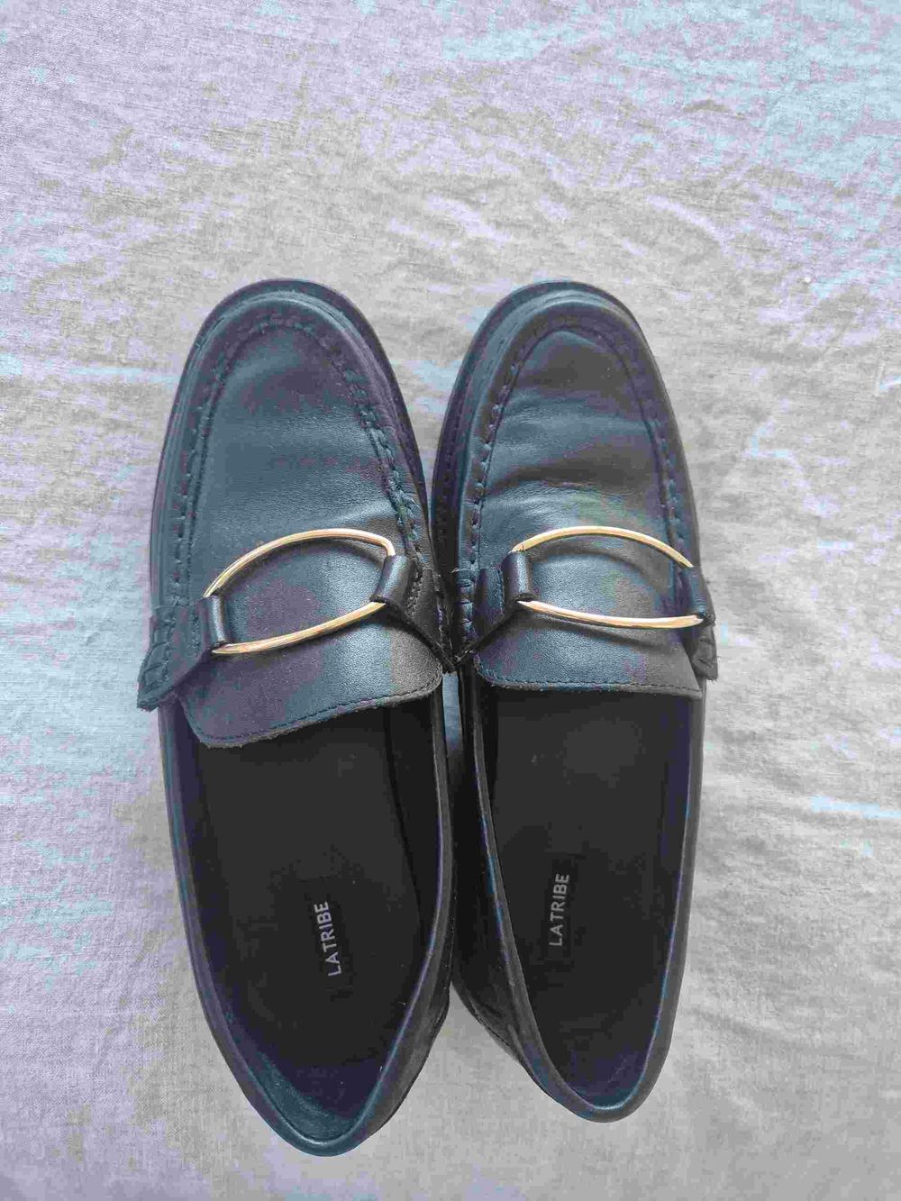 La Tribe Black Leather Loafers