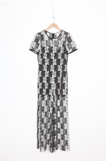 Diane von Furstenberg Womens Black and White Lace Jumpsuit Size 4 (NZ8)