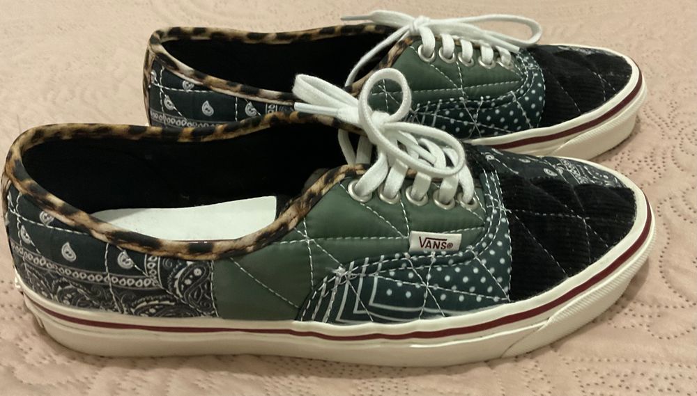Vans Green Black Patchwork Sneakers Size US 8.5 EU 39