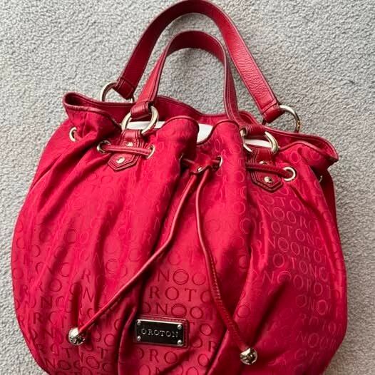 Oroton Red Signature Monogram Bag