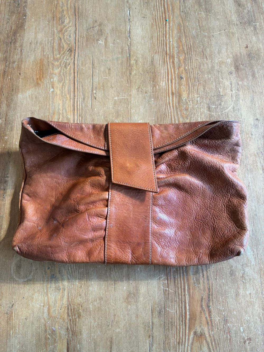 Vintage brown leather clutch