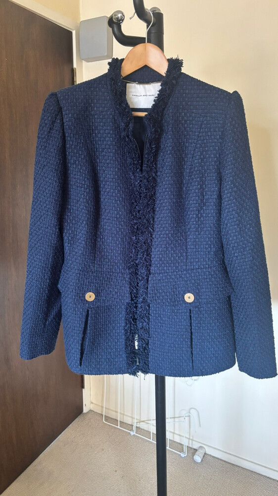 Camilla and Marc Navy Fringe Jacket