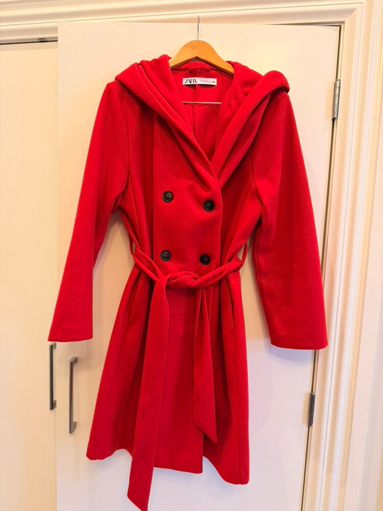 Zara Red Hooded Coat