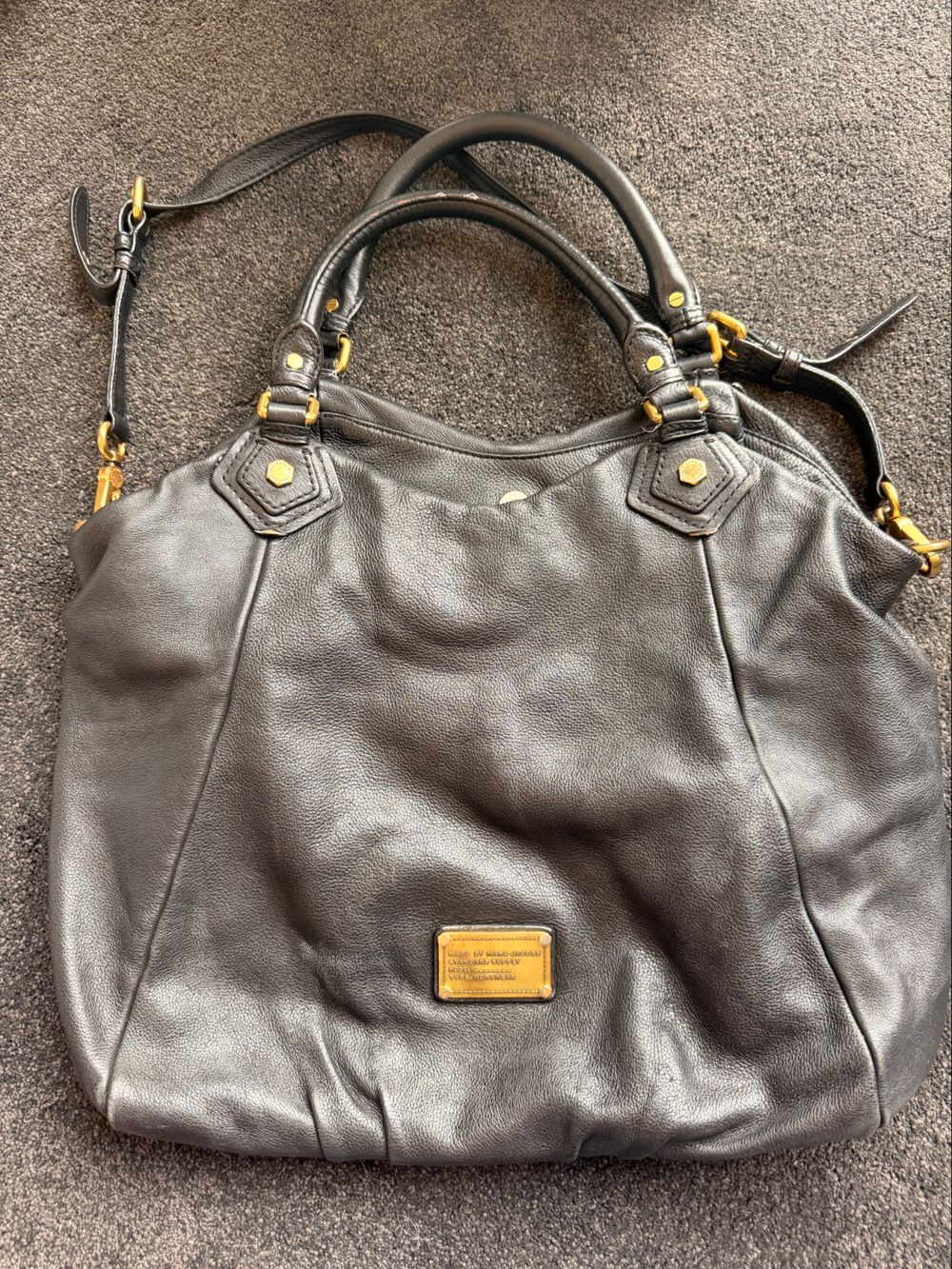 MARC BY MARC JACOBS FRANCESCA Gray Leather Hobo Crossbody Shoulder Bag