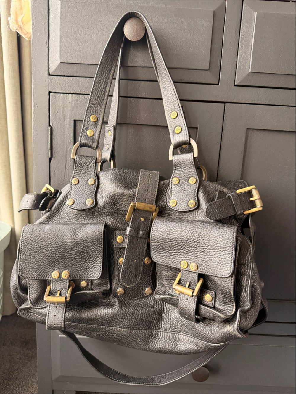 Vintage Mulberry Roxanne Black Leather Handbag