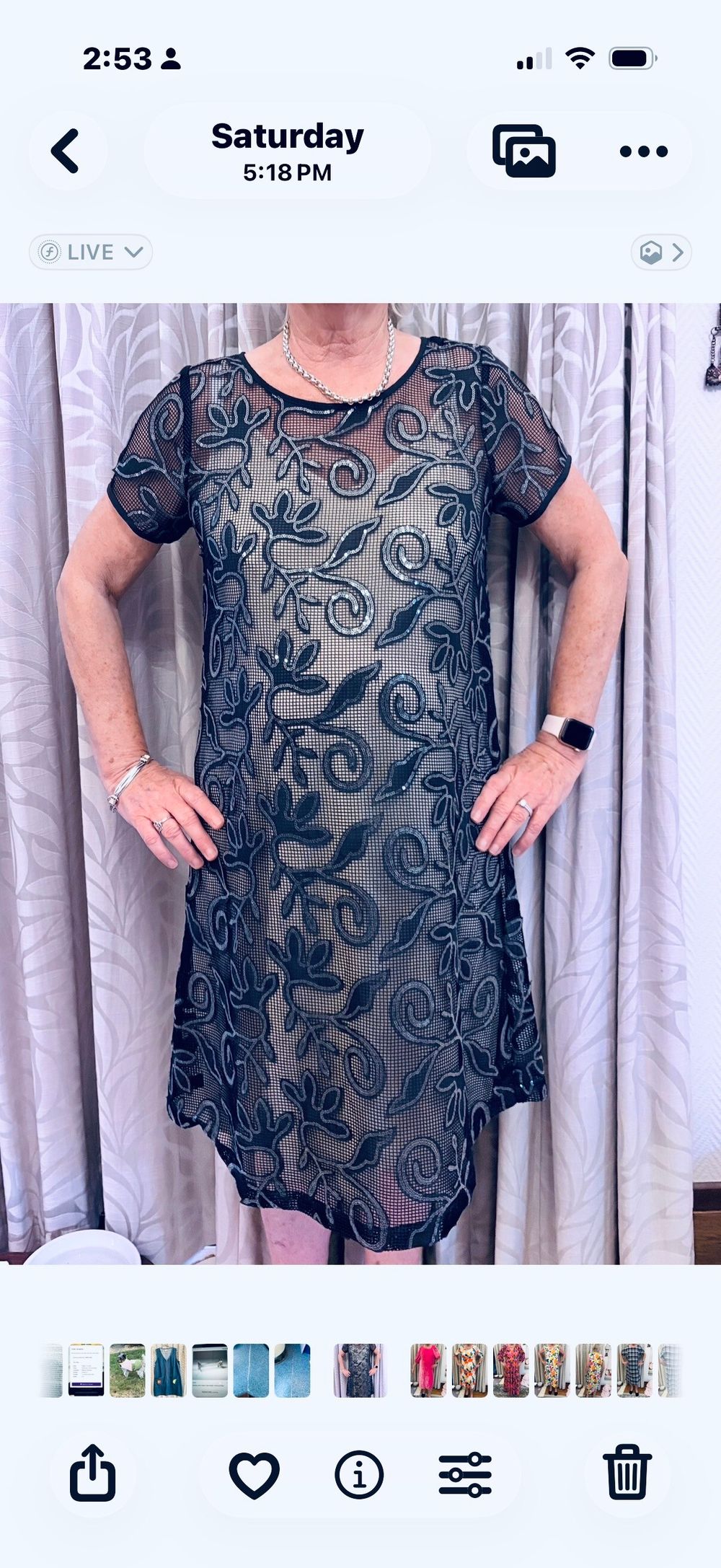 Loobies Story navy mesh dress with silver sequin embroidery