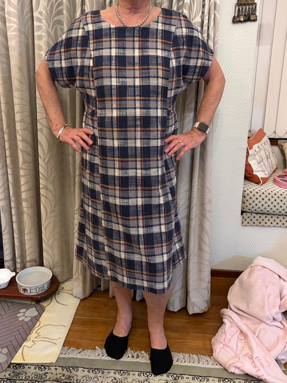 OBI Blue Plaid Midi Dress