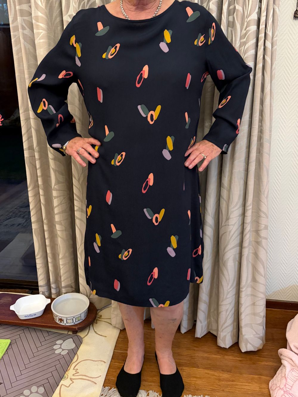 Elm Navy Abstract Print Dress