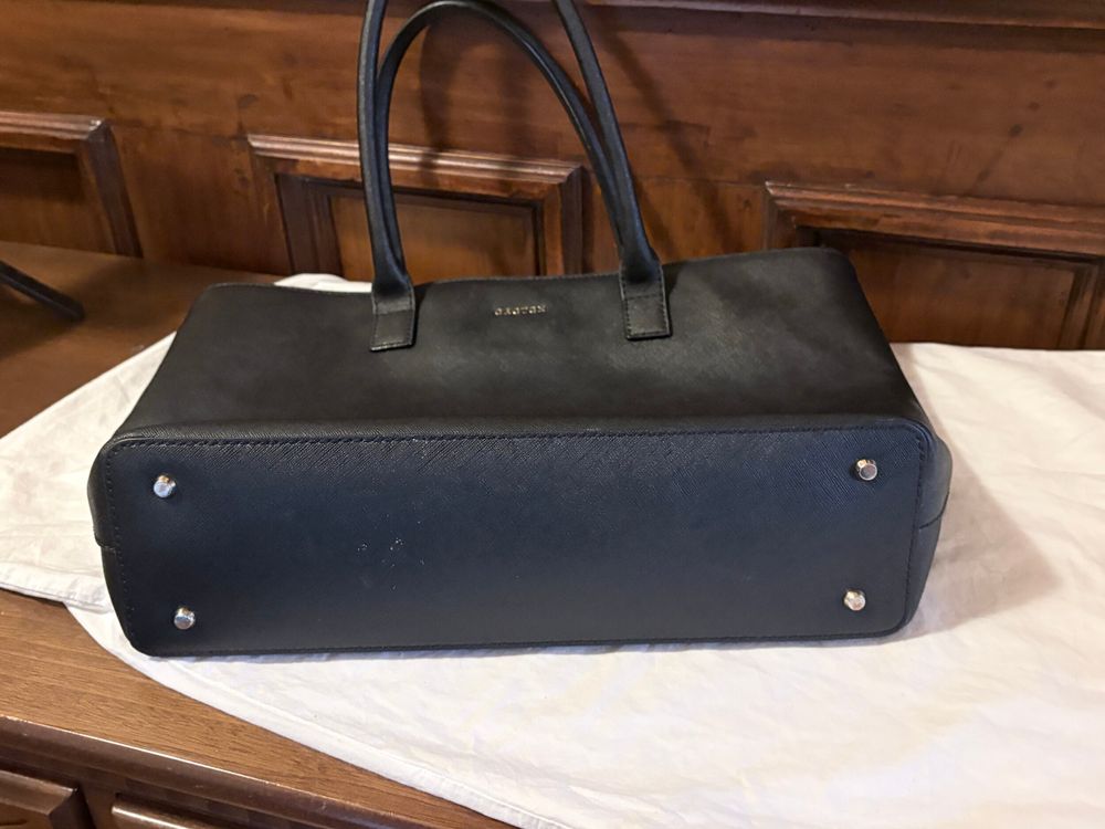Oroton black saffiano zip tote