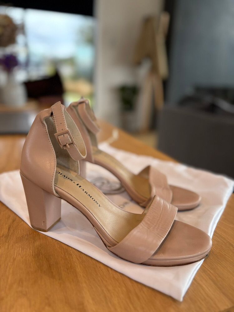Chaos & Harmony Beige Block Heel Sandals