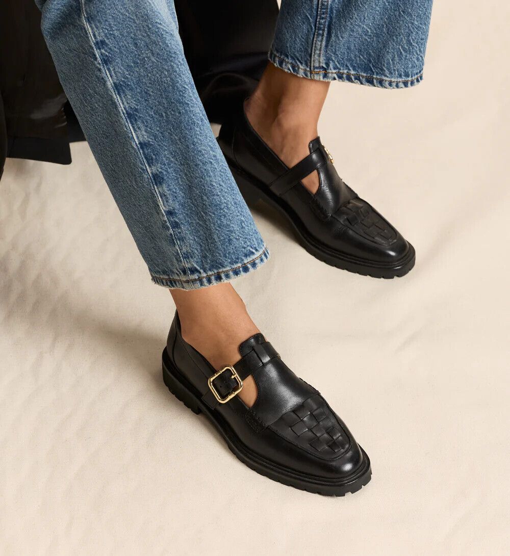 Bared Footwear Leather Woven Loafers
