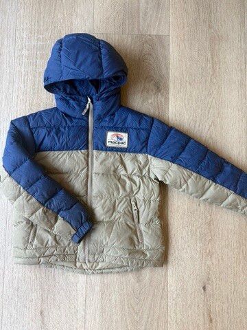 Kids size 4yrs Duck down and feather Macpac Blue and Beige Puffer Jacket