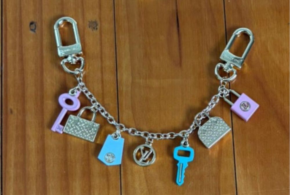 Louis Vuitton Pink and Blue Lock and Key Bag Charm