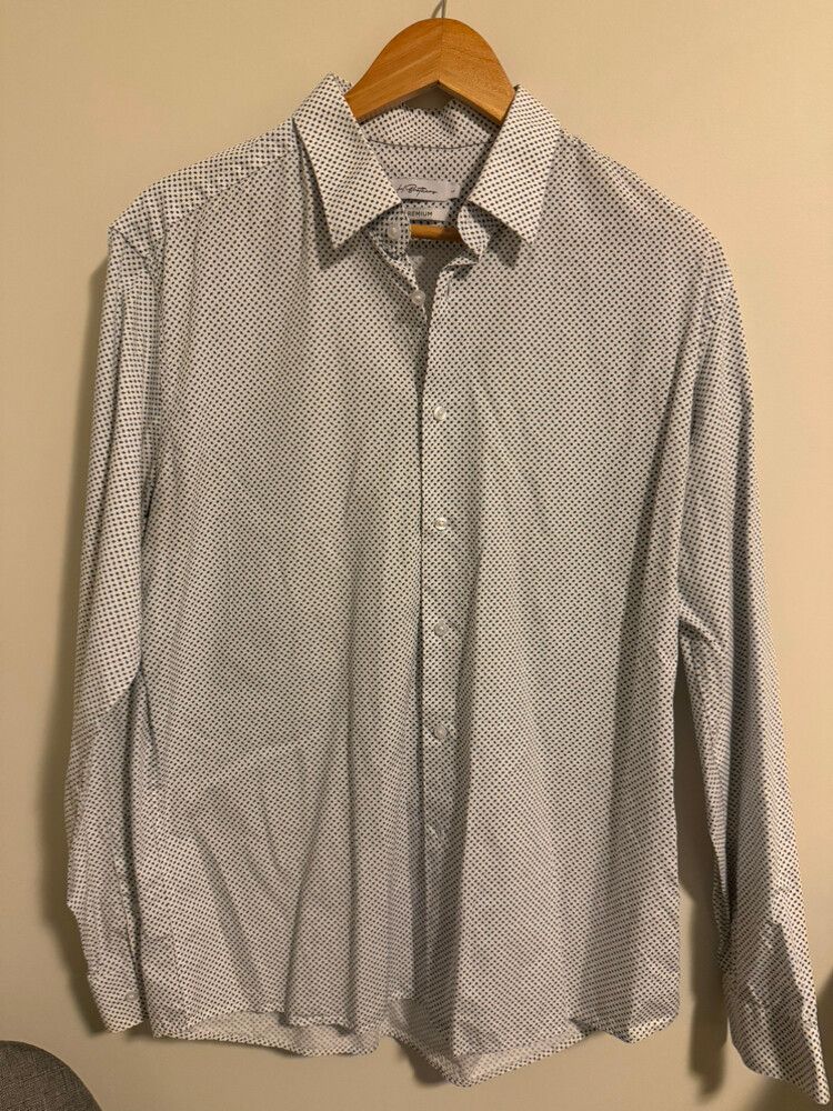 Hallensteins brothers White and Navy Patterned Shirt