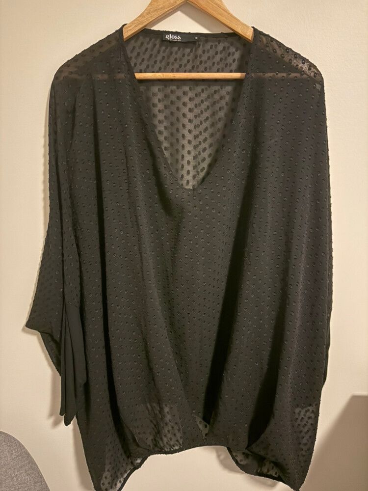 Gloss by Shine On Black Sheer Top