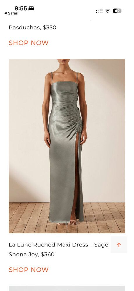 Shona Joy La Lune Ruched Maxi Dress Sage