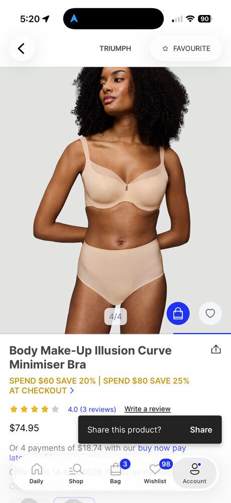 Triumph Body Make-Up Illusion Curve Minimiser Bra 10E