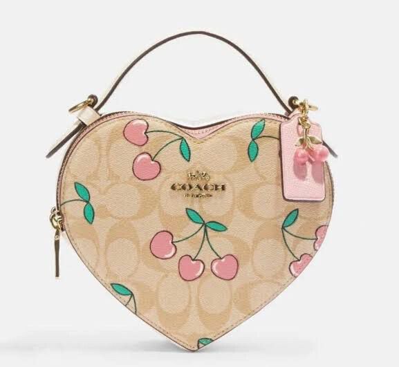 Coach Pink Cherry Heart Shaped Handbag/Crossbody Bag
