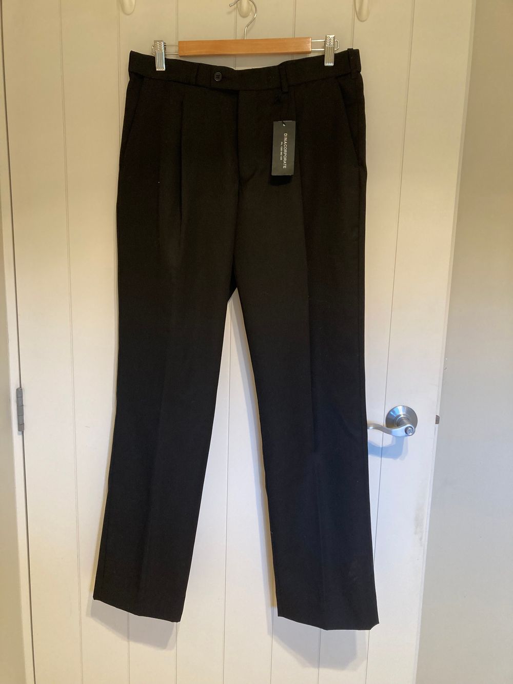 DINA CORPORATE - MENS TROUSERS - BLACK/RICH WOOL BLEND - SIZE 87R ( W 34 L 34 )