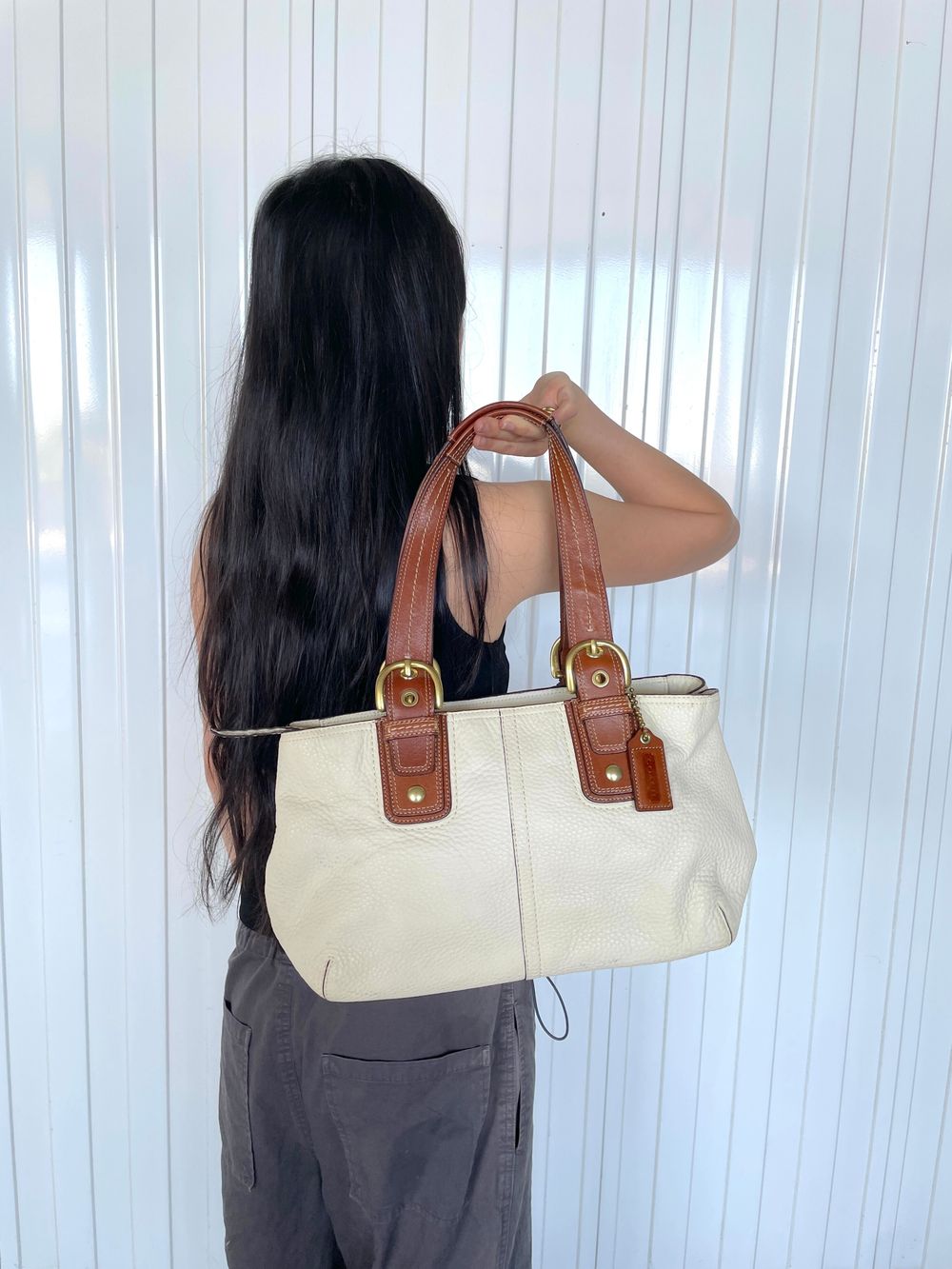 バッグ COACH SOHO LEATHER POCKET TOTE BAG y2k COACH SOHO LEATHER POCKET TOTE BAG y2k