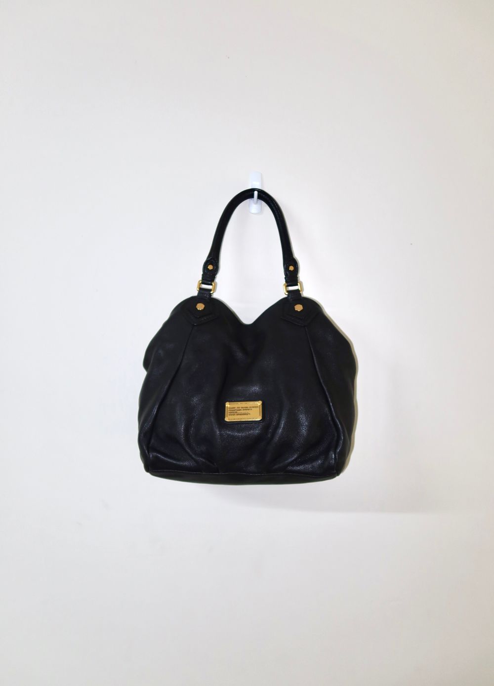 Vintage Y2K 2005 Black Marc Jacobs Classic Q Francesca Leather Tote Bag