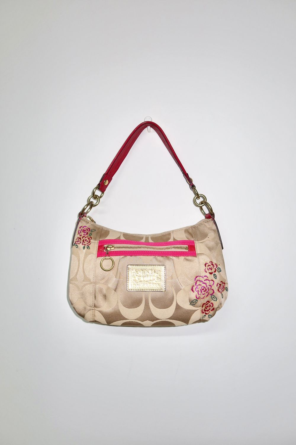 Vintage Y2K Pink 2010 Coach Poppy Floral Print Glam Shoulder Bag