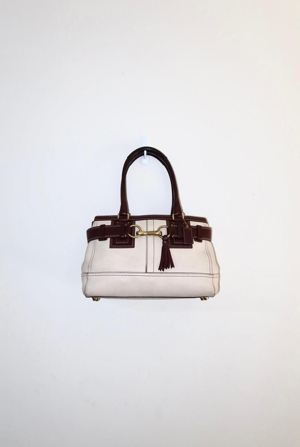 Coach - Vintage Y2K Cream/ Burgundy 2008 Coach Hampton Carry-All 