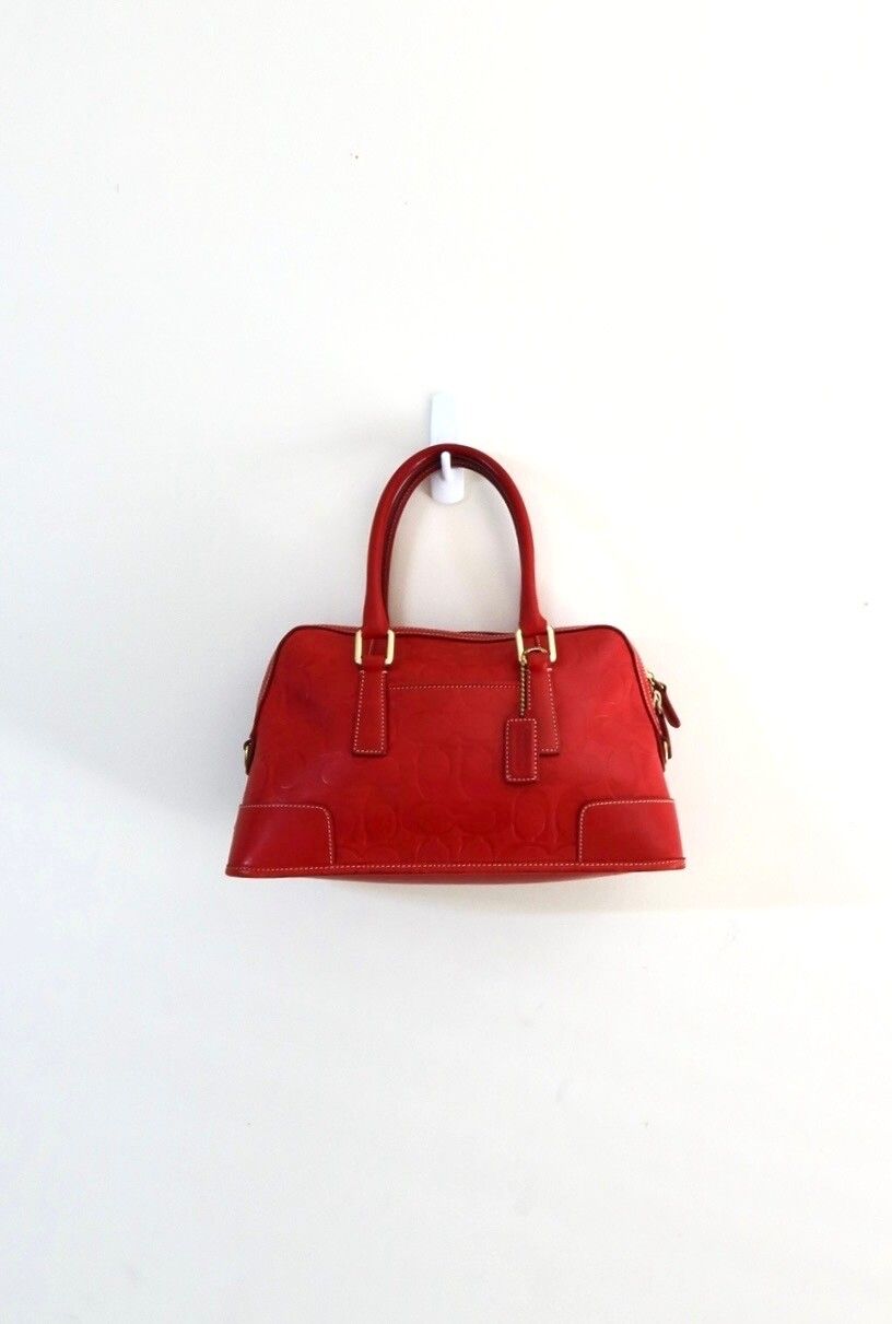 Vintage Y2K Red 2001 Coach Signature Legacy French Calf Leather Satchel Handbag