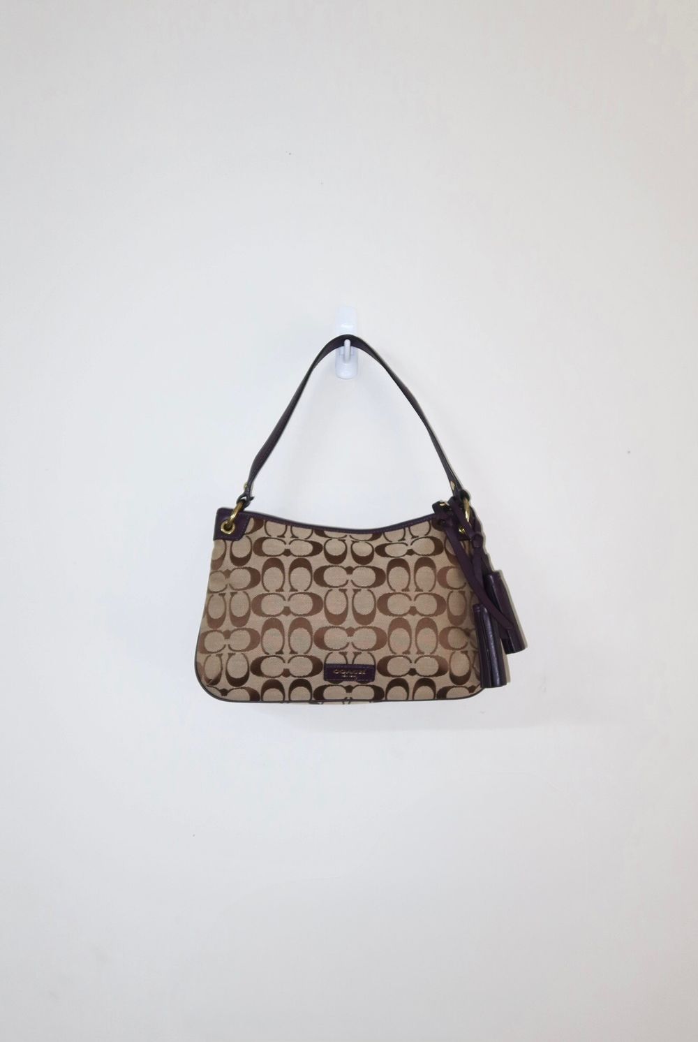 Purple 2013 Coach Signature Legacy Double Gusset Crossbody Shoulder Bag