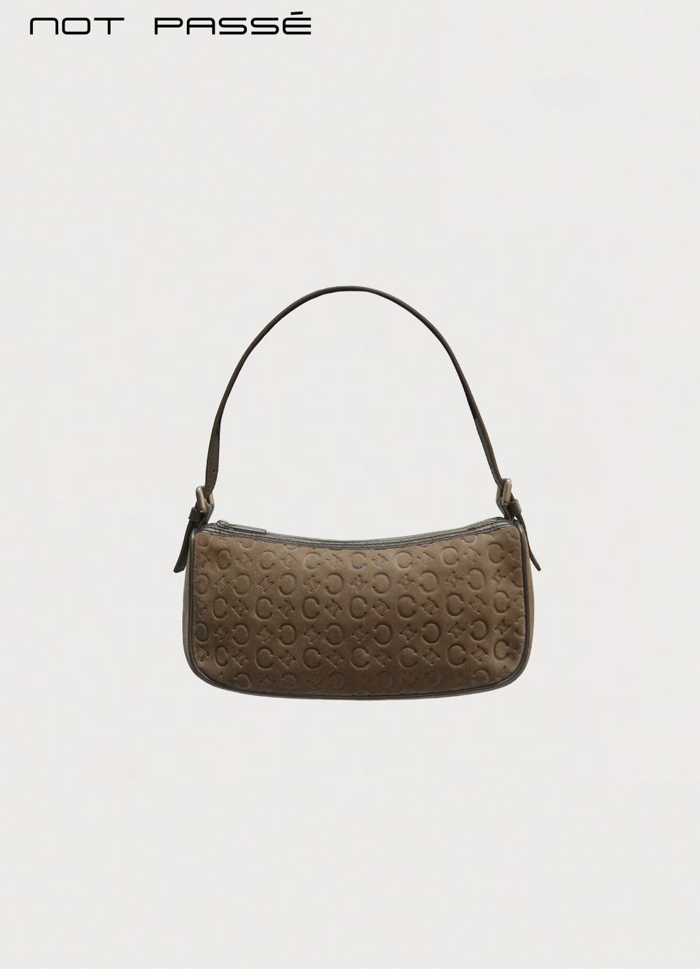 CELINE TAUPE C MACADAM MONOGRAM SUEDE SHOULDER BAG