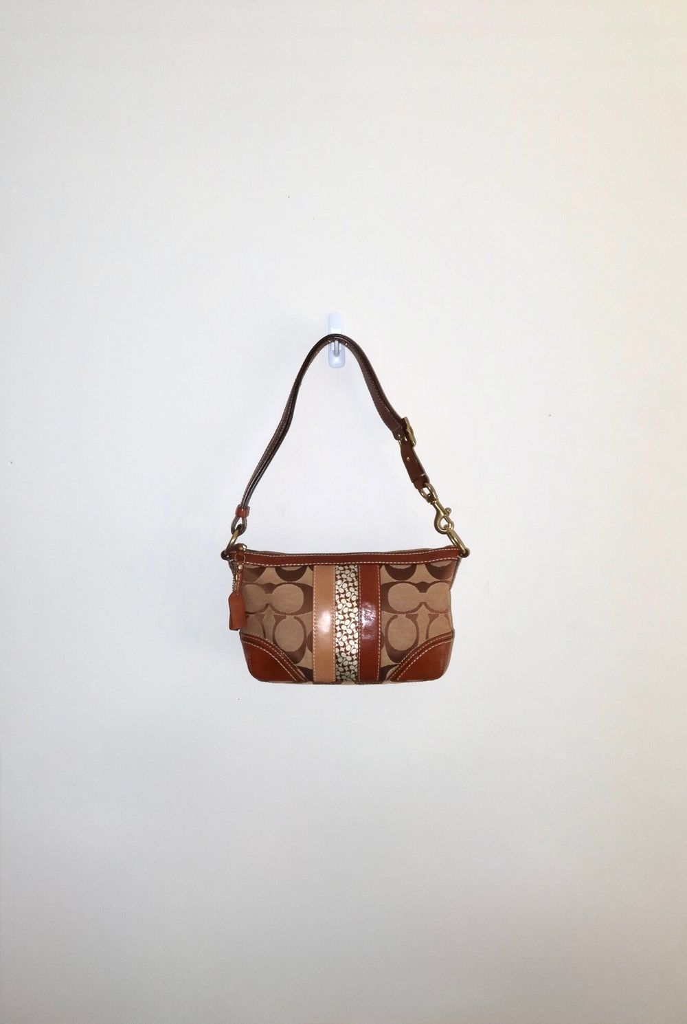 Vintage Y2K 2006 Brown Coach Signature Tricolour Patchwork Leather Shoulder Bag