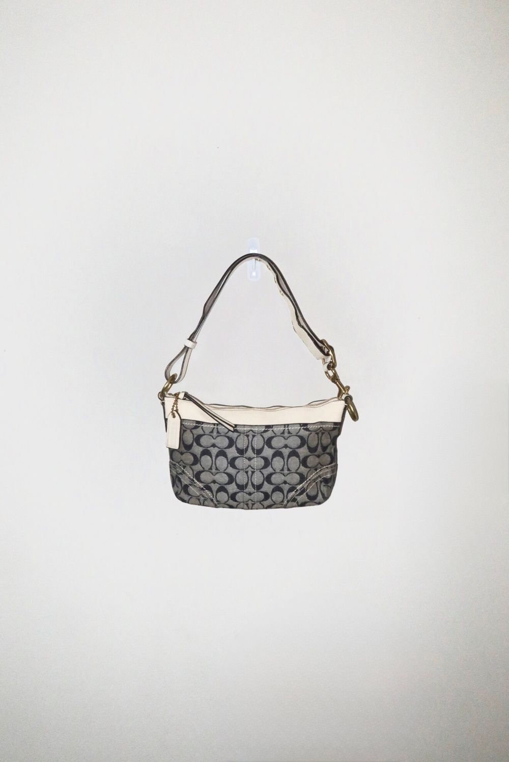 Vintage Y2K White / Denim 2009 Coach Bleecker Signature Shoulder Bag