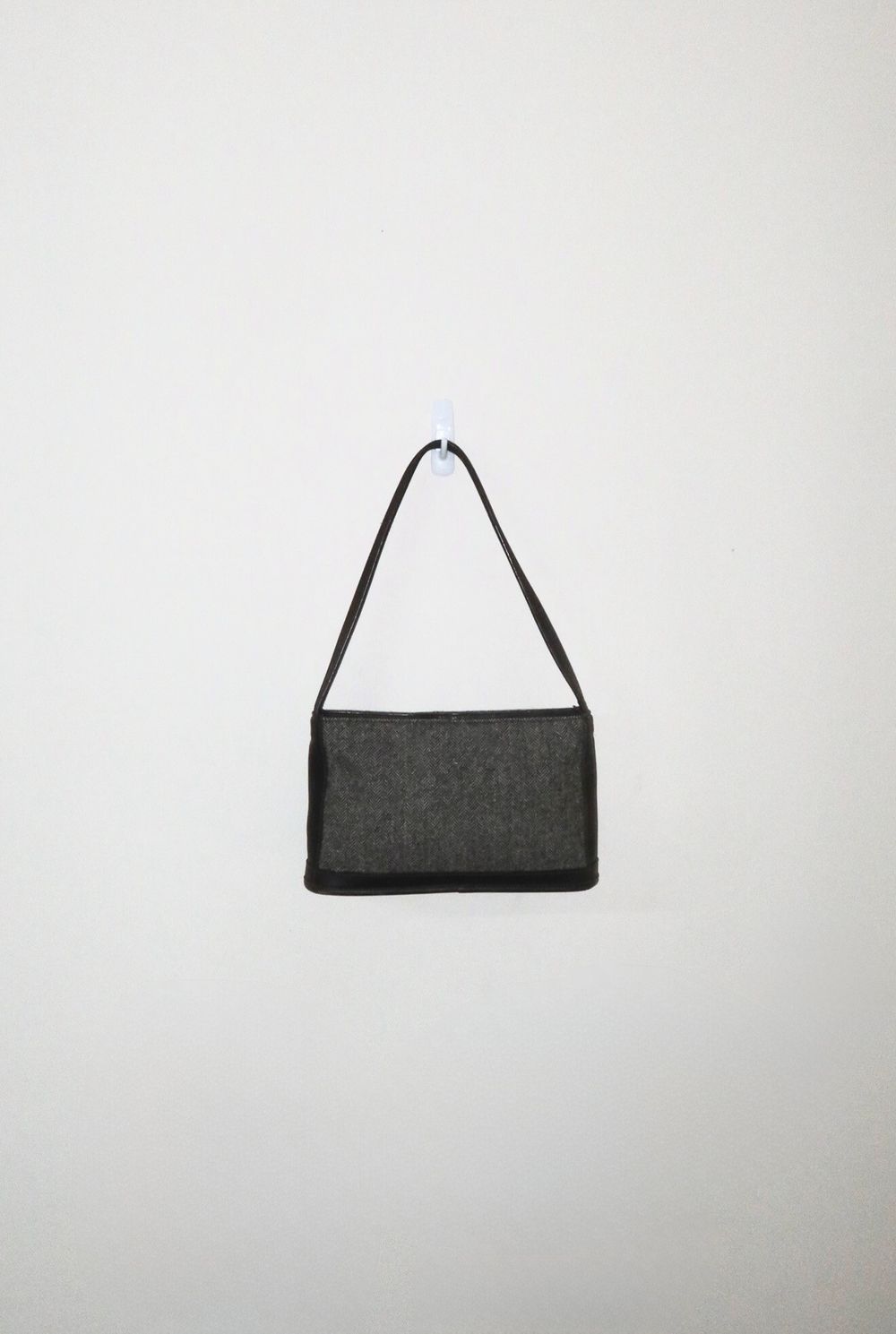 Vintage Dark Brown/ Grey 2009 Coach Hamptons Herringbone Tweed Shoulder Bag