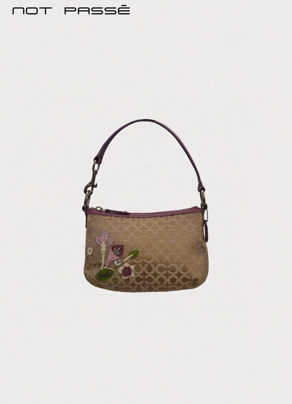 COACH PURPLE/MIXED OP ART MONOGRAM POCHETTE BAG